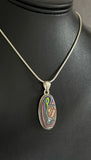 Sterling Silver and Motor Agate Fordite Necklace #2260