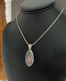 Sterling Silver and Motor Agate Fordite Necklace #2260