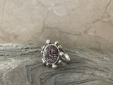 Sterling Silver and Motor Agate Fordite Adjustable Size Ring #2259