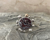 Sterling Silver and Motor Agate Fordite Adjustable Size Ring #2259