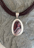 Sterling Silver and Motor Agate Fordite Necklace #2250