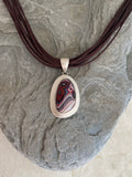 Sterling Silver and Motor Agate Fordite Necklace #2250