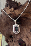 Sterling Silver and Motor Agate Fordite Necklace #2256
