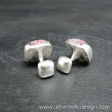 Sterling Silver and Motor Agate Fordite Domed Inlay Cufflinks #1771
