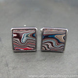 Stainless Steel & Motor Agate Fordite Cufflinks #2095
