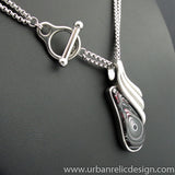 Stainless Steel and Motor Agate Fordite Necklace #2073