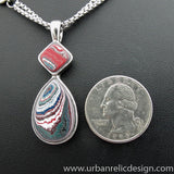 Stainless Steel and Motor Agate Fordite Necklace #2088