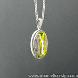 Stainless Steel and Bumblebee Powdercoat Fordite Necklace #2101