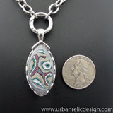 Stainless Steel and Motor Agate Fordite Necklace #2114