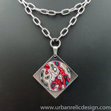 Stainless Steel and Motor Agate Fordite Necklace #2126