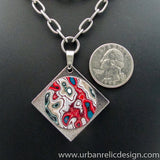 Stainless Steel and Motor Agate Fordite Necklace #2126