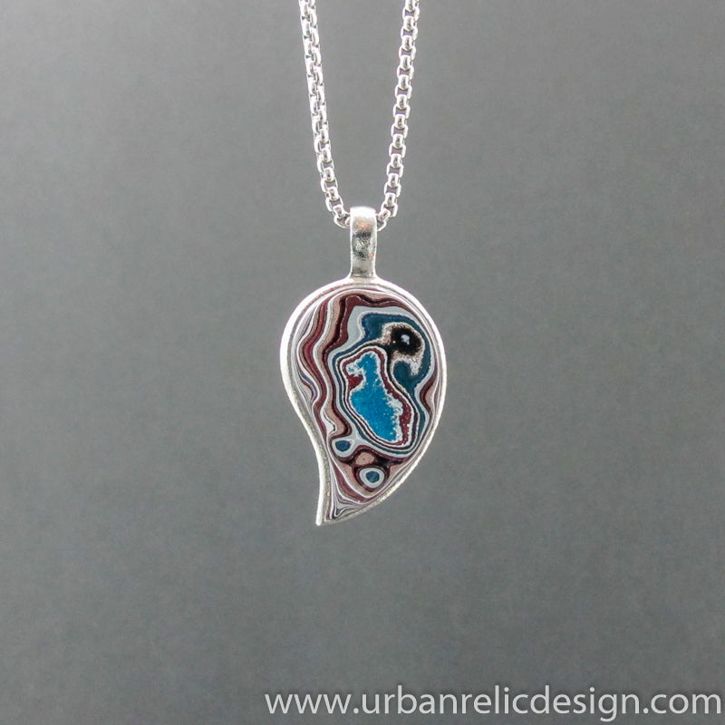 Stainless Steel and Motor Agate Fordite Necklace #2148