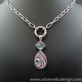 Stainless Steel and Motor Agate Fordite Necklace #2149