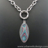 Stainless Steel and Motor Agate Fordite Necklace #2150
