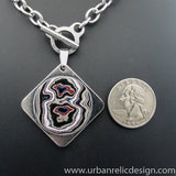 Stainless Steel and Motor Agate Fordite Necklace #2152