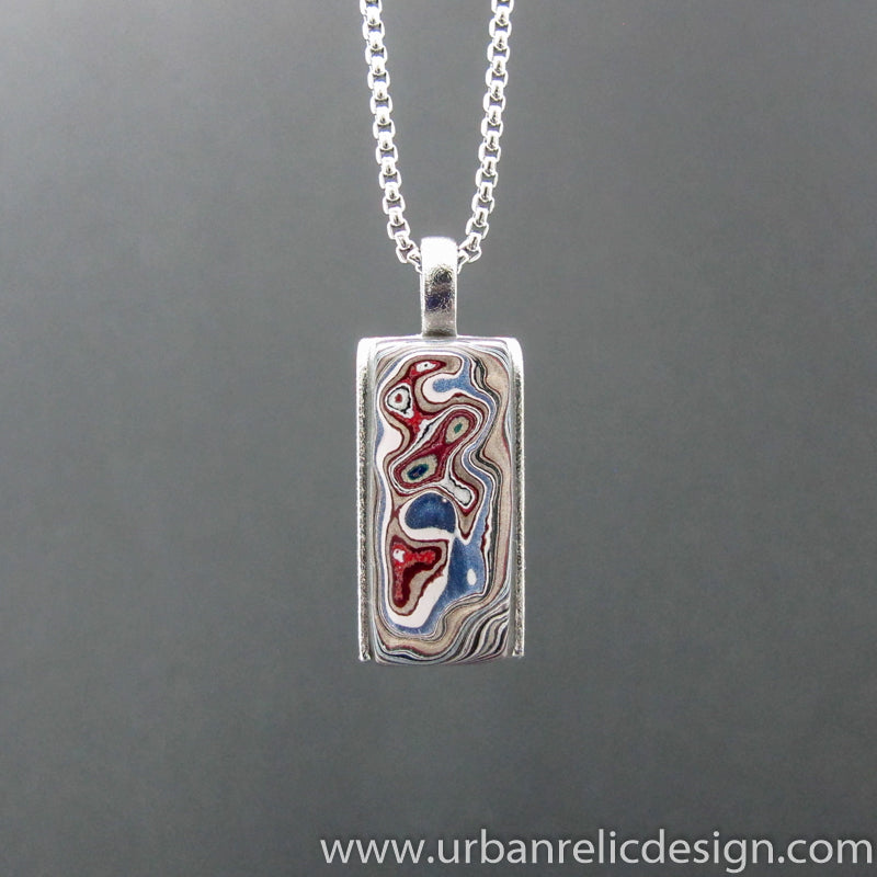 Stainless Steel and Motor Agate Fordite Necklace #2155