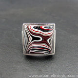 Stainless Steel and Motor Agate Fordite Large Ring #1987