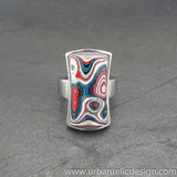 Stainless Steel and Motor Agate Fordite Ring #2077