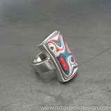 Stainless Steel and Motor Agate Fordite Ring #2077