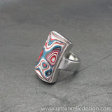 Stainless Steel and Motor Agate Fordite Ring #2077