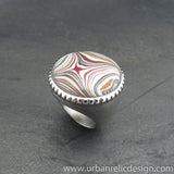 Stainless Steel and Motor Agate Fordite Ring #2079