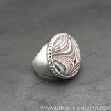 Stainless Steel and Motor Agate Fordite Ring #2079