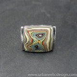 Stainless Steel and Motor Agate Fordite Ring #2140
