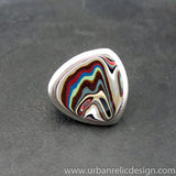 Stainless Steel and Motor Agate Fordite Freeform Ring #2156