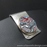 Stainless Steel and Motor Agate Fordite Money Clip #2132