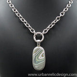 Stainless Steel and Motor Agate Fordite Necklace #2092