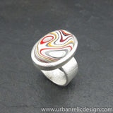 Sterling Silver and Motor Agate Fordite Oval Ring #1906