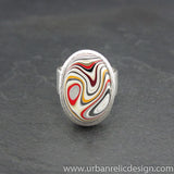 Sterling Silver and Motor Agate Fordite Oval Ring #1906