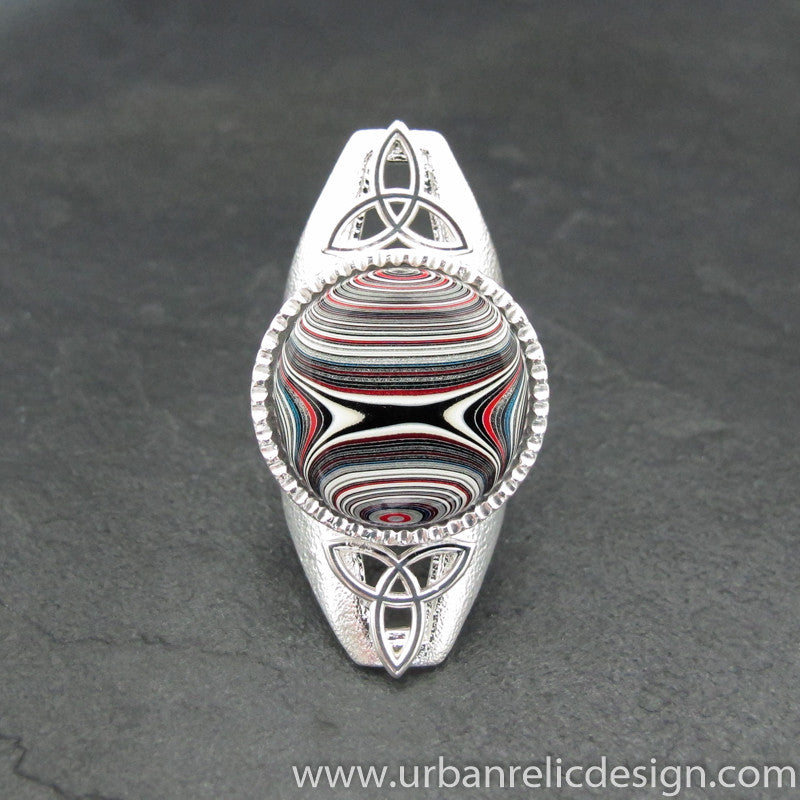 Sterling Silver and Motor Agate Fordite Ring #2025