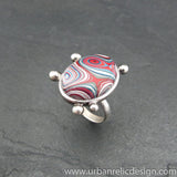 Sterling Silver and Motor Agate Fordite Oval Ring #2059