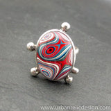 Sterling Silver and Motor Agate Fordite Oval Ring #2059