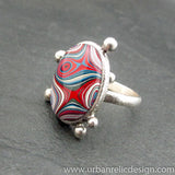 Sterling Silver and Motor Agate Fordite Oval Ring #2059