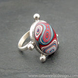 Sterling Silver and Motor Agate Fordite Oval Ring #2059
