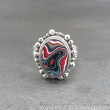 Sterling Silver and Motor Agate Fordite Oval Ring #2064