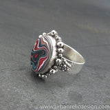 Sterling Silver and Motor Agate Fordite Oval Ring #2064