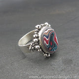 Sterling Silver and Motor Agate Fordite Oval Ring #2064