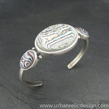 Sterling Silver and Motor Agate Fordite Bracelet #1873