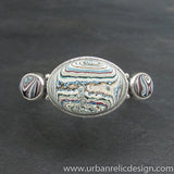 Sterling Silver and Motor Agate Fordite Bracelet #1873