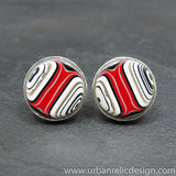 Sterling Silver and Motor Agate Fordite Round Cufflinks #1991