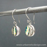 Sterling Silver and Motor Agate Fordite Reversible Earrings #1776