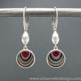 Sterling Silver and Motor Agate Fordite Reversible Earrings #1896