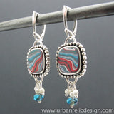 Sterling Silver and Motor Agate Fordite Earrings #1949
