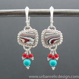 Sterling Silver and Motor Agate Fordite Earrings #1950