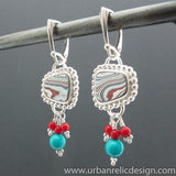 Sterling Silver and Motor Agate Fordite Earrings #1950
