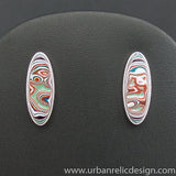 Sterling Silver and Motor Agate Fordite Post Earrings #1969