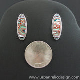 Sterling Silver and Motor Agate Fordite Post Earrings #1969